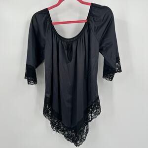 Jill Andrea Womens Top Size L Black Lace Fairygrunge Whimsigoth Lingerie Vintage